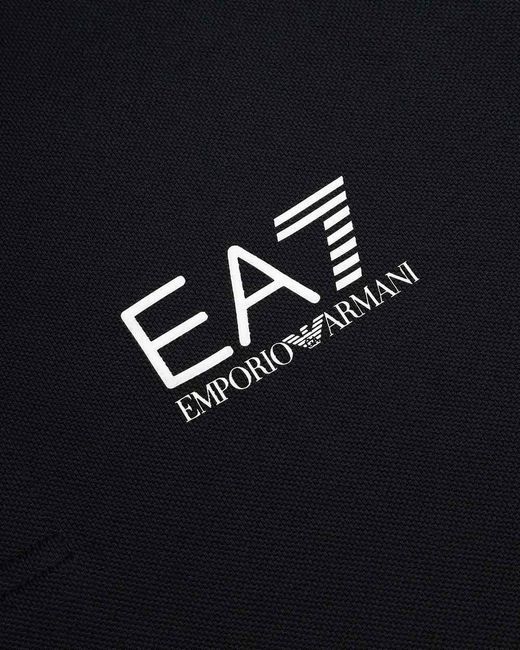 EA7 Black Logo Printed Polo Shirt for men