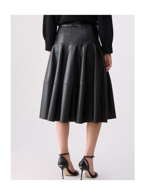 Liu Jo Black Coated Fabric Midi Skirt