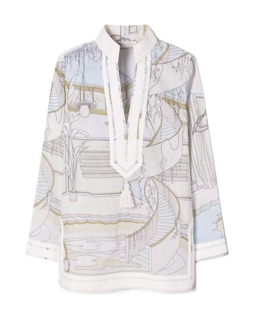 Tory Burch White Printed Tory Tunic