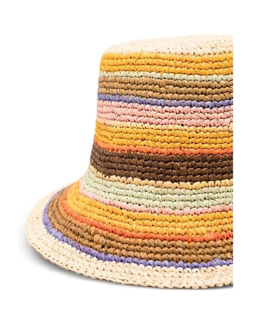 Zimmermann Metallic Striped Raffia Bucket Hat