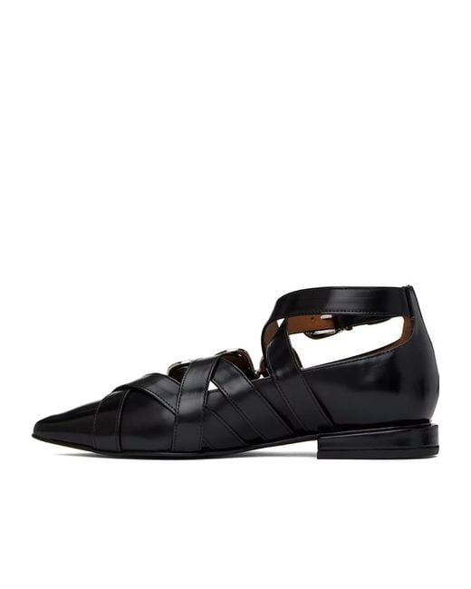 Toga Black Buckled Pointed Toe Loafers
