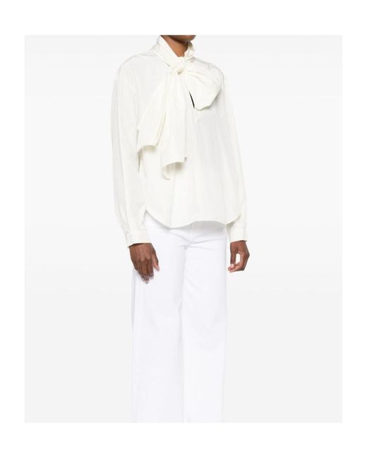Forte_forte White Detachable Bow Shirt