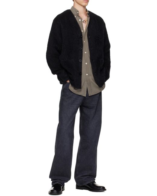 Our Legacy Black V Neck Knit Cardigan for men