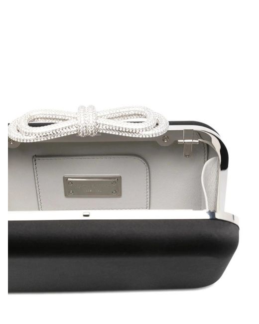 Mach & Mach Black Crystal-Embellished Bow Clutch