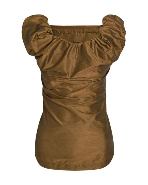Vivienne Westwood Green Draped Cotton-Blend Top