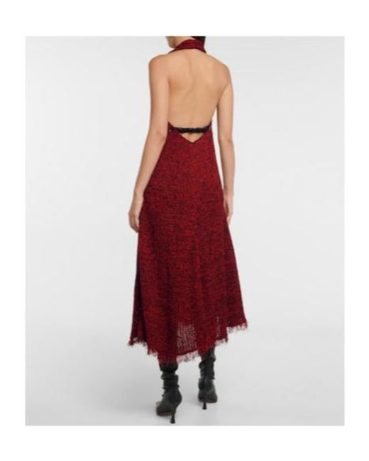 Proenza Schouler Red Crocheted Halterneck Midi Dress