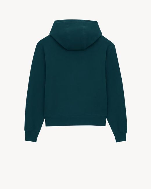 Saint Laurent Green Cotton Logo Embroidered Hoodie for men