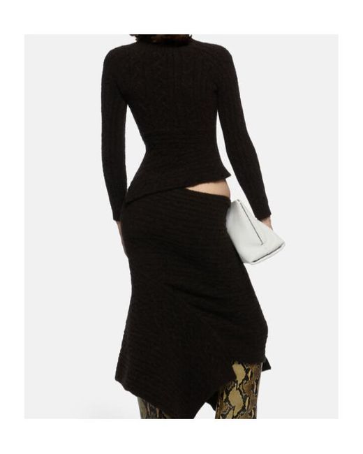 The Attico Black The Logo Embroidered Cable Knitted Jumper