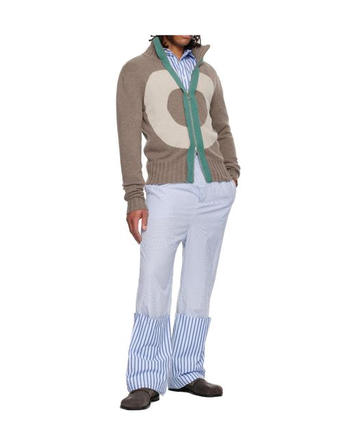 Edward Cuming Gray Vortex Window Wool Blend Zip-Up Sweater for men