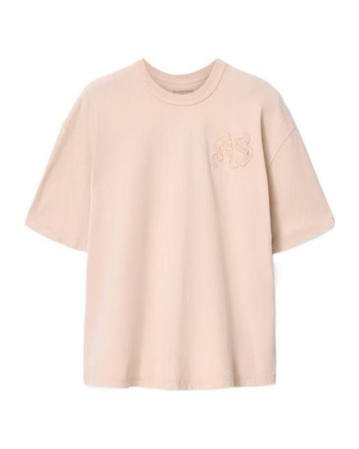 AllSaints Pink Insignia Short Sleeve Cotton T-Shirt for men