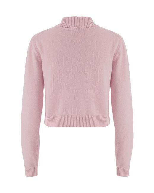 Jil Sander Pink Ribbed High-Neck Jumper