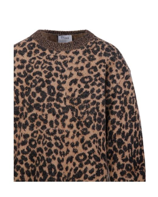 Nude Gray Leopard-Print Sweater