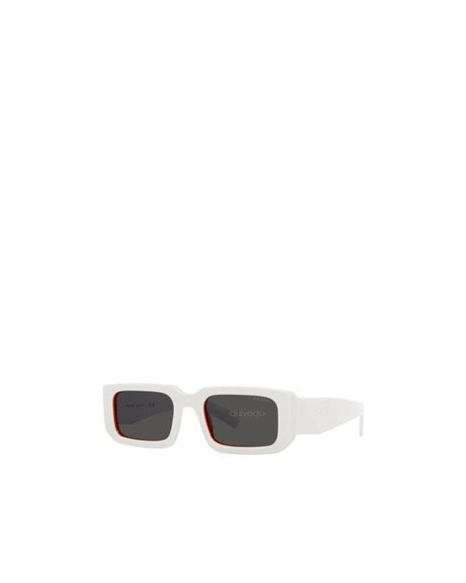 Prada White Eyewear Rectangular Frame Sunglasses for men