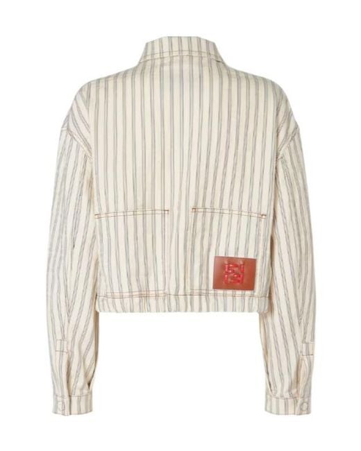 Fendi White Ff Striped Denim Jacket