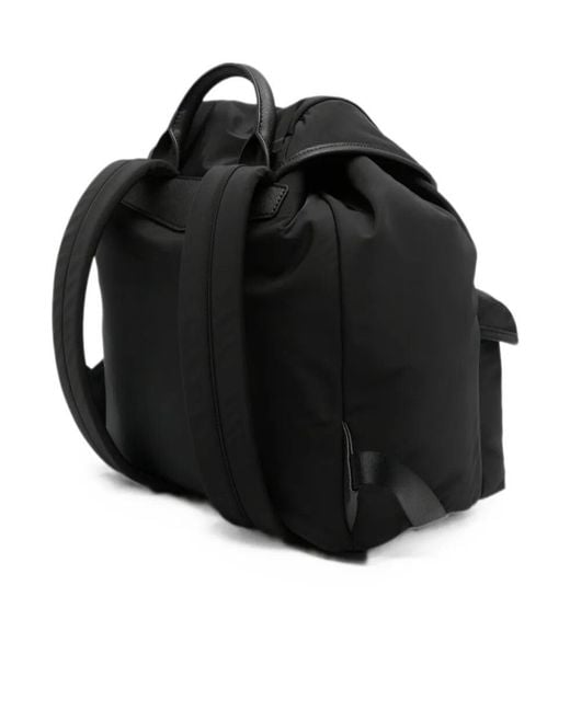 Emporio Armani Black Logo-Plaque Buckled Backpack for men