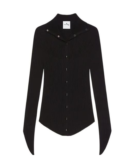 Courreges Black Ribbed Cardigan