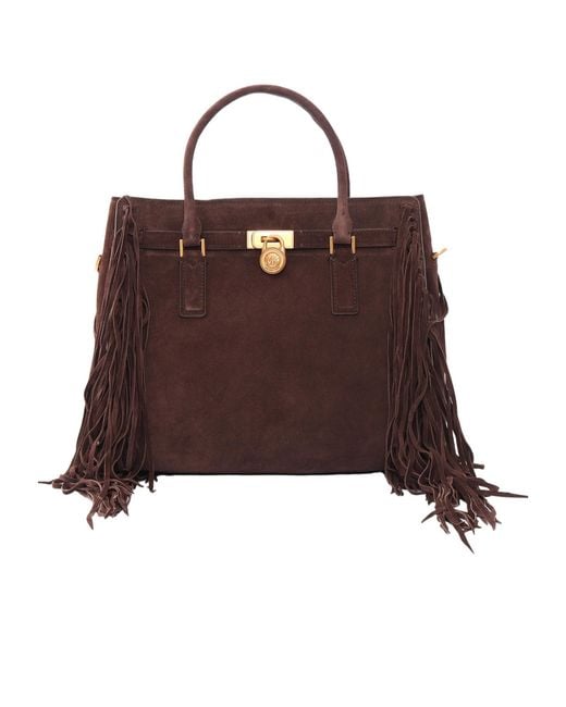 Michael Kors Brown Michael Hamilton Moderne Large Fringed Satchel Bag
