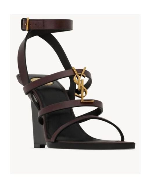 Saint Laurent Black Cassandra Logo Plaque Sandals