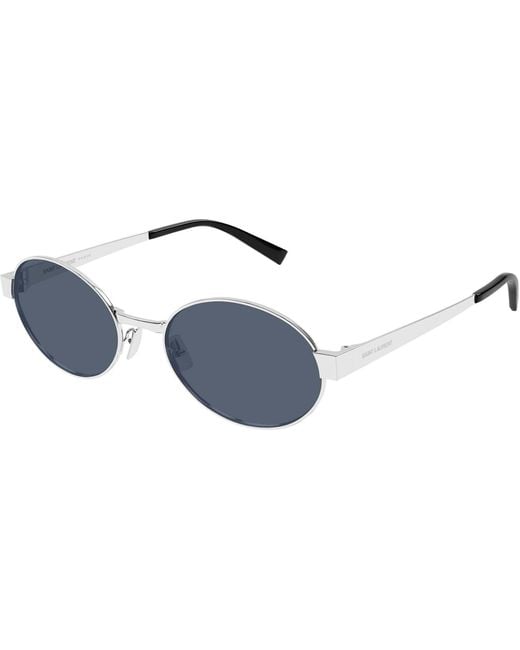 Saint Laurent Blue Eyewear Oval Frame Sunglasses