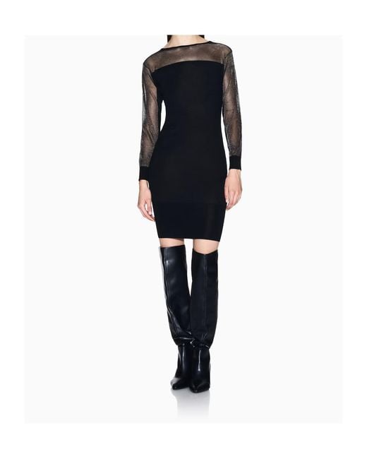 ARMANI EXCHANGE Black Long-Sleeve Mini Dress