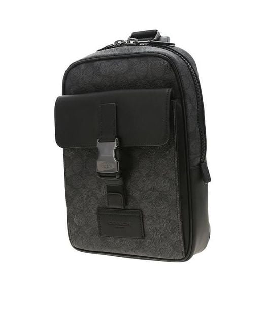 COACH Black Single Shoulder Crossbody Chest Bag for men