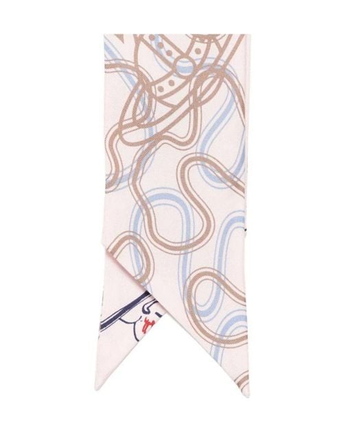 Vivienne Westwood White Printed Skinny Scarf