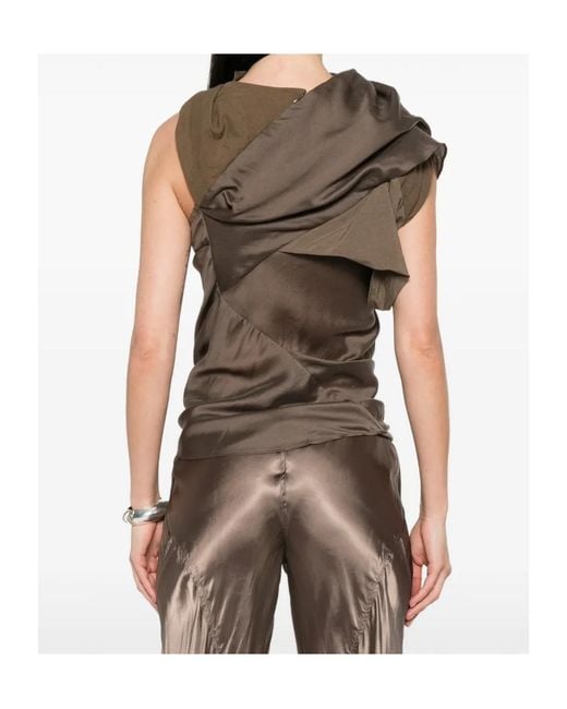 Entire studios Brown Draft Draped Sleeveless Top