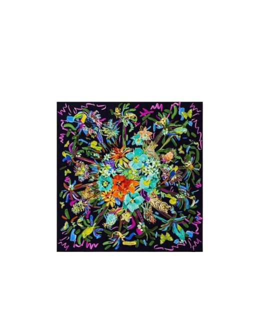Ferragamo Green Printed Silk Scarf