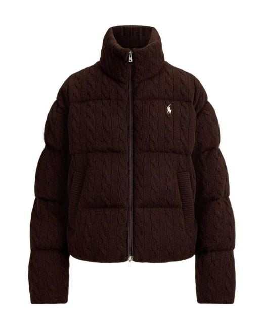 Polo Ralph Lauren Brown Cable-Knit Quilted Jacket
