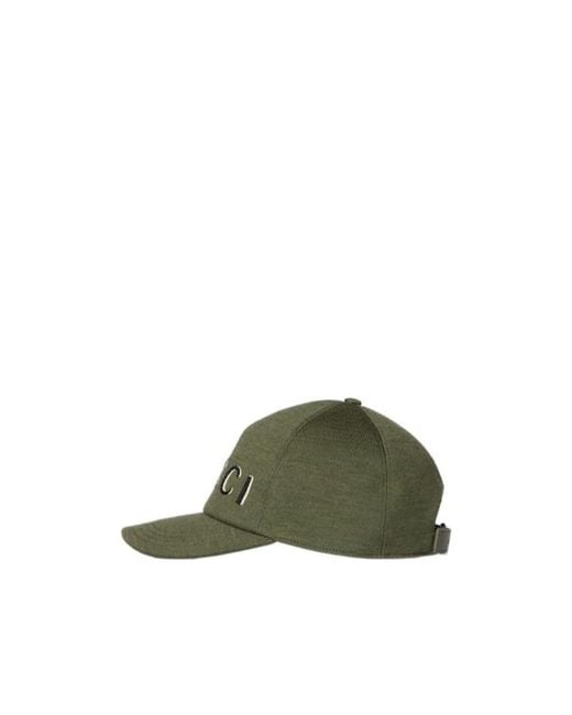 Gucci Green Embroidered Wool Baseball Hat for men