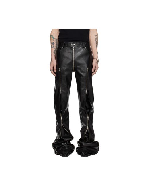 Lu'u Dan Belt And Loop Leather Pants in Black for Men | Lyst UK