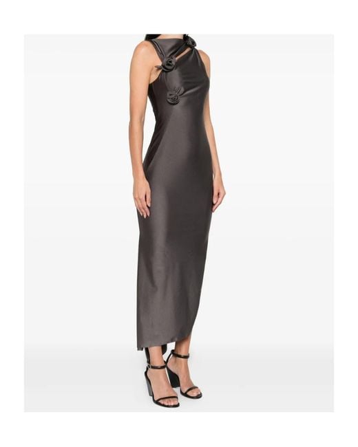 Coperni Purple Flower-Appliqué Midi Dress