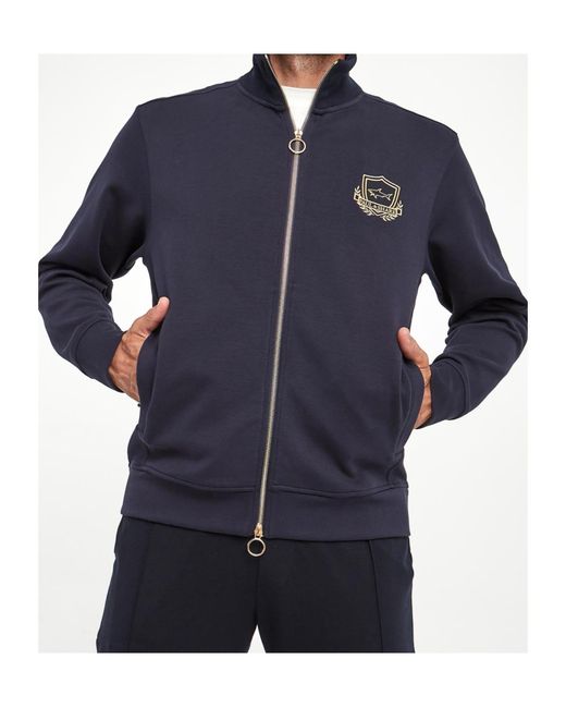 Paul & Shark Blue Long-Sleeved Zipper Sweatshirt for men