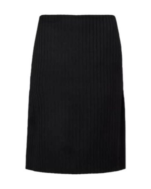 Calvin Klein Black Ribbed-Knit Wool Miniskirt