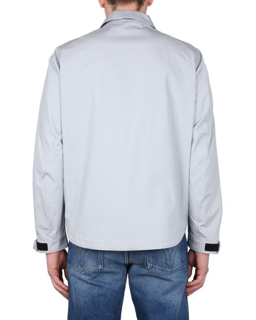 C P Company Blue Zip Front Logo Shirt for men