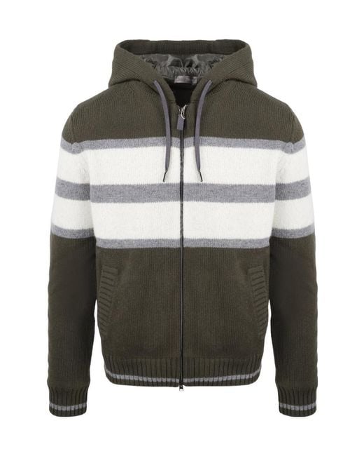 Herno Gray Zipped Hooded Cardigan for men