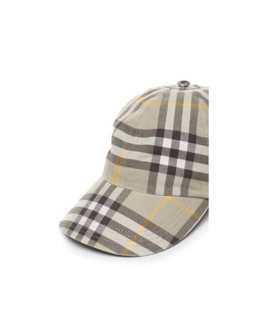 Burberry Gray Check Pattern Baseball Cap for men