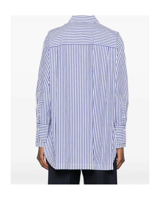 Joseph Blue Theia Vertical-Stripe Long-Sleeve Shirt