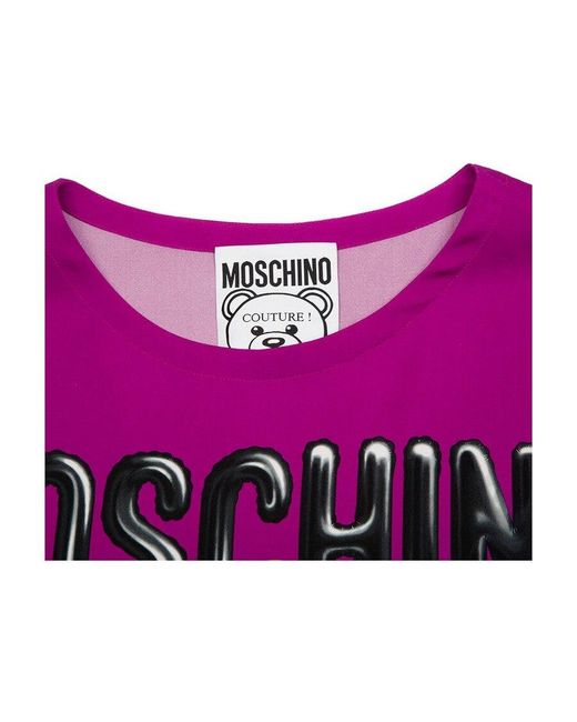 Moschino Purple Logo Printed T-Shirt