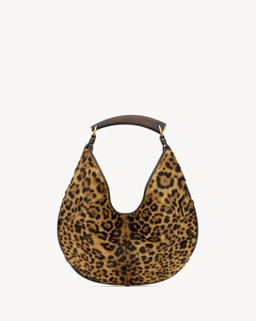 Saint Laurent Brown Mombasa Leopard Printed Medium Tote Bag