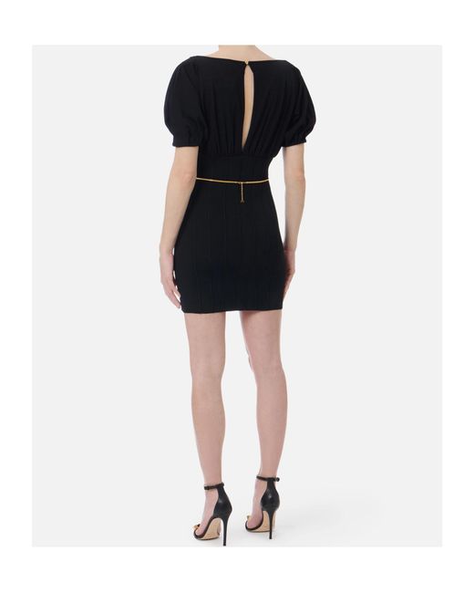 Elisabetta Franchi Black Lacca Necklace Mini Dress