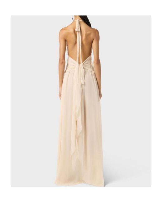 Blumarine White V-Neck Open-Back Dress