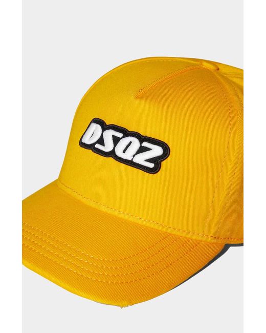 DSquared² Yellow Logo-Embroidered Distressed Baseball Cap for men