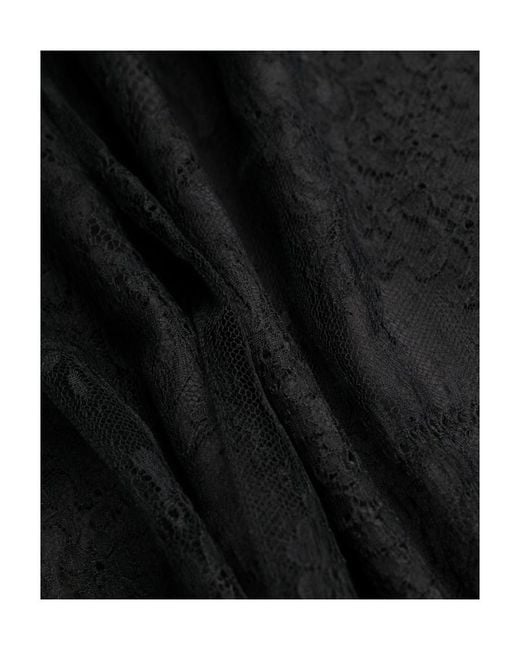 Saint Laurent Black Lace-Detail Layered Mini Dress