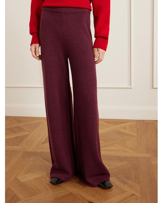 The Elder Statesman Red Juniper Cashmere Wide-Leg Casual Pants