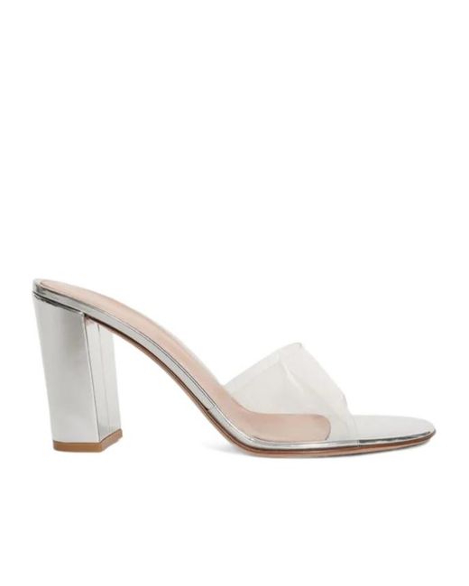 Gianvito Rossi White Block Heeled Open-Toe Mules