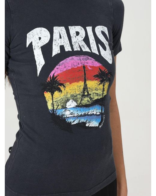 Balenciaga Black Graphic Printed Crewneck T-Shirt