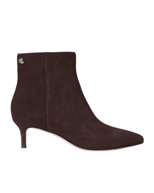 Ralph Lauren Brown Side Zipper Ankle Boots