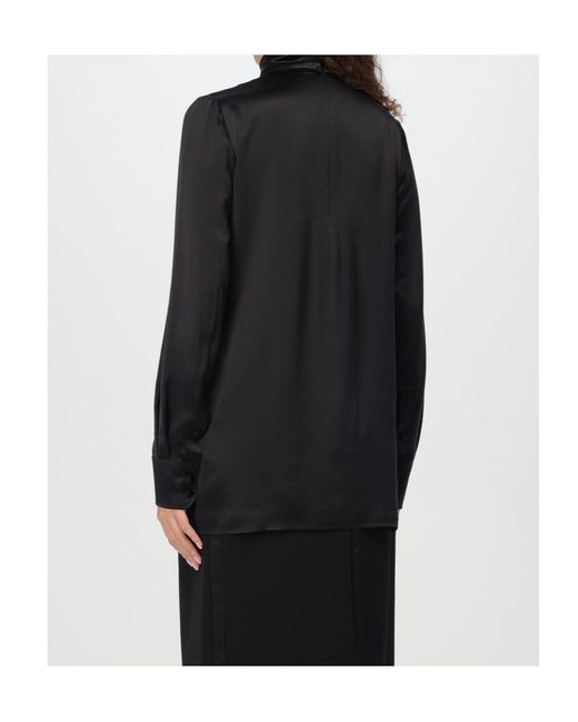 Dolce & Gabbana Black High Neck Satin Blouse