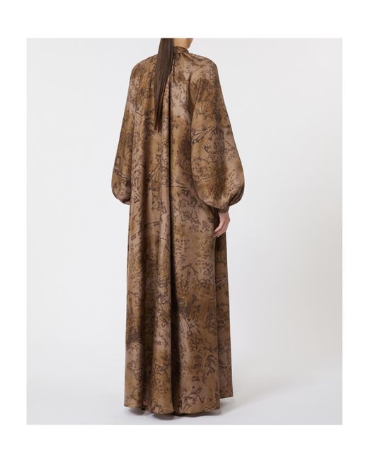 Max Mara Brown Mxmalpe Flared Printed Dress